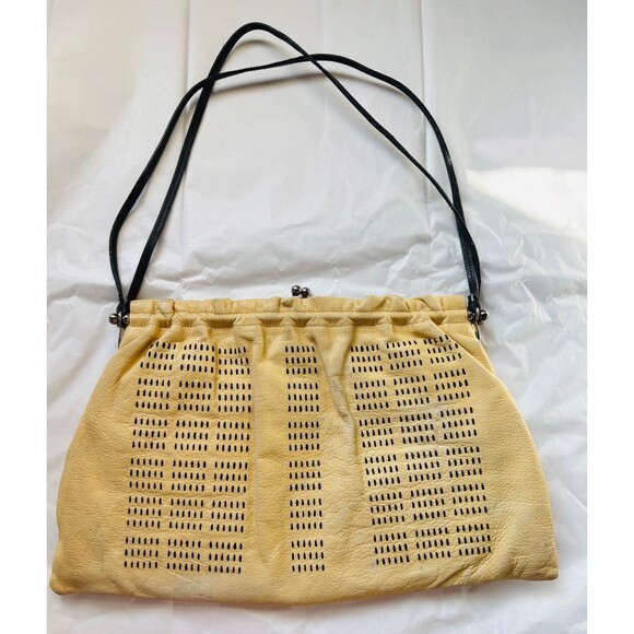 MIU MIU Prada 1999 Vintage Y2K Beige Leather Shoulder Bag w/Kiss Lock Closure - Picture 3 of 12